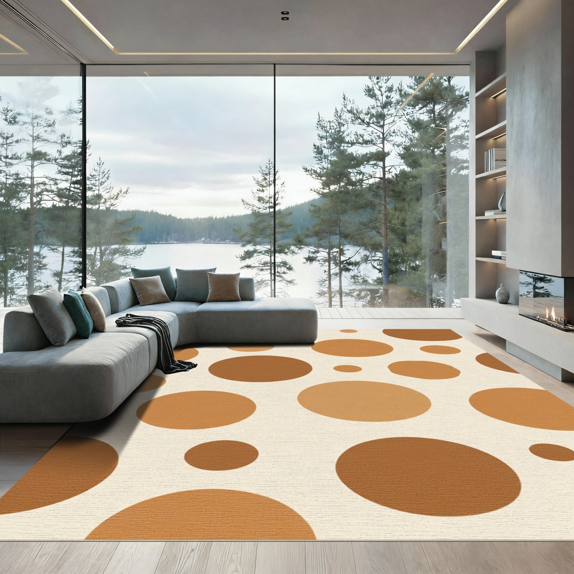 Earthy Tones Polka Dot Pattern Rug