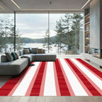 Bold Red Geometric Stripe Rug