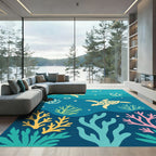 Two Sea Turtles Coral Reef Whimsical Aquatics Rug