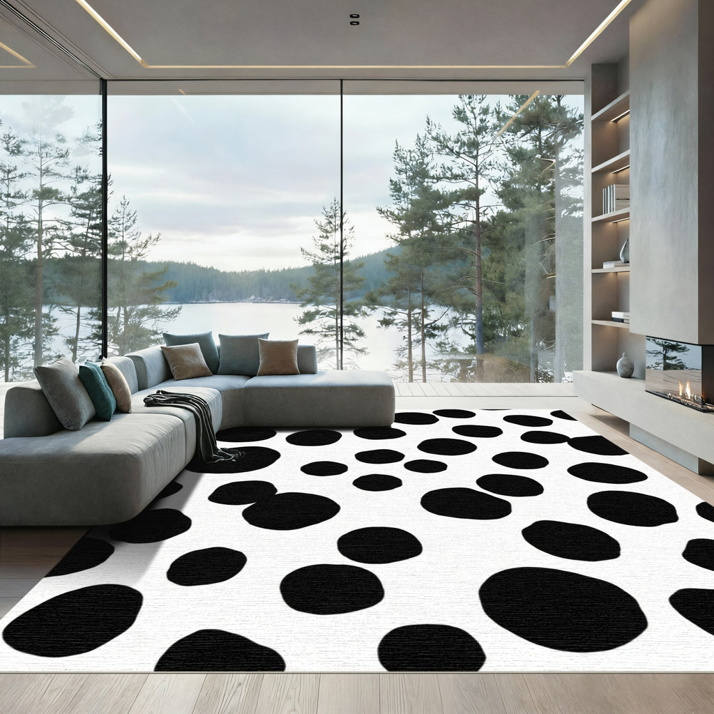 Black and White Polka Dot Scatter Rug