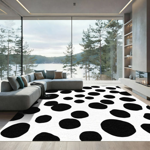 Black and White Polka Dot Scatter Rug