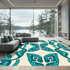 Teal Butterfly Organic Symmetry Rug