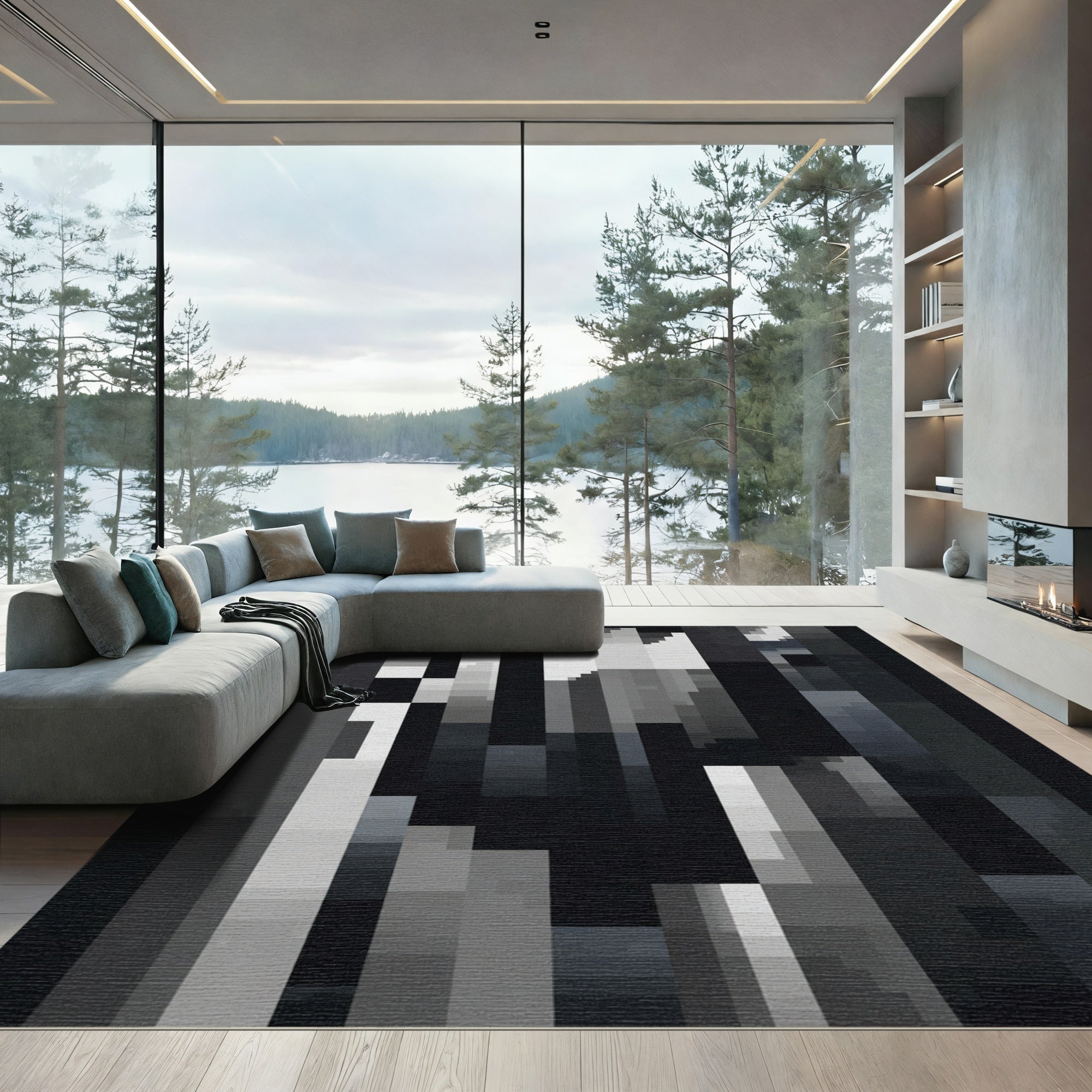 Monochromatic Textured Vertical Shards Rug
