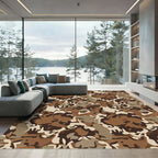 Earthy Brown Camouflage Abstract Waves Rug