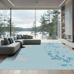 Pale Blue Abstract Cloud Shape Rug