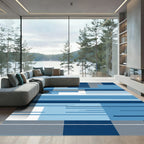 Cool Blue Geometric Lines Rectangles Rug