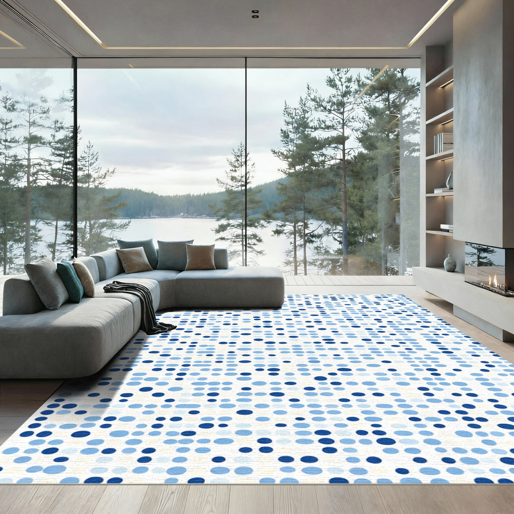 Various Blue Polka Dot Cluster Rug