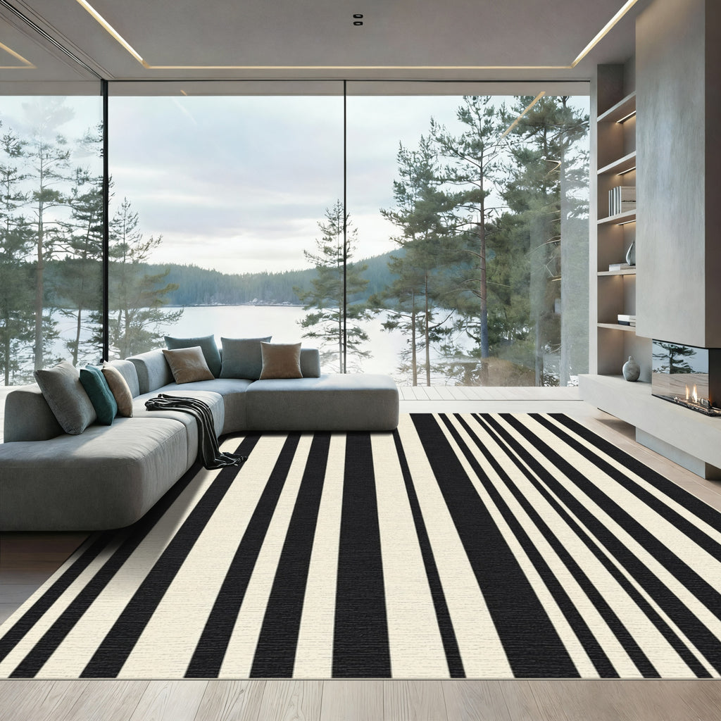 Monochrome Vertical Stripe Composition Rug
