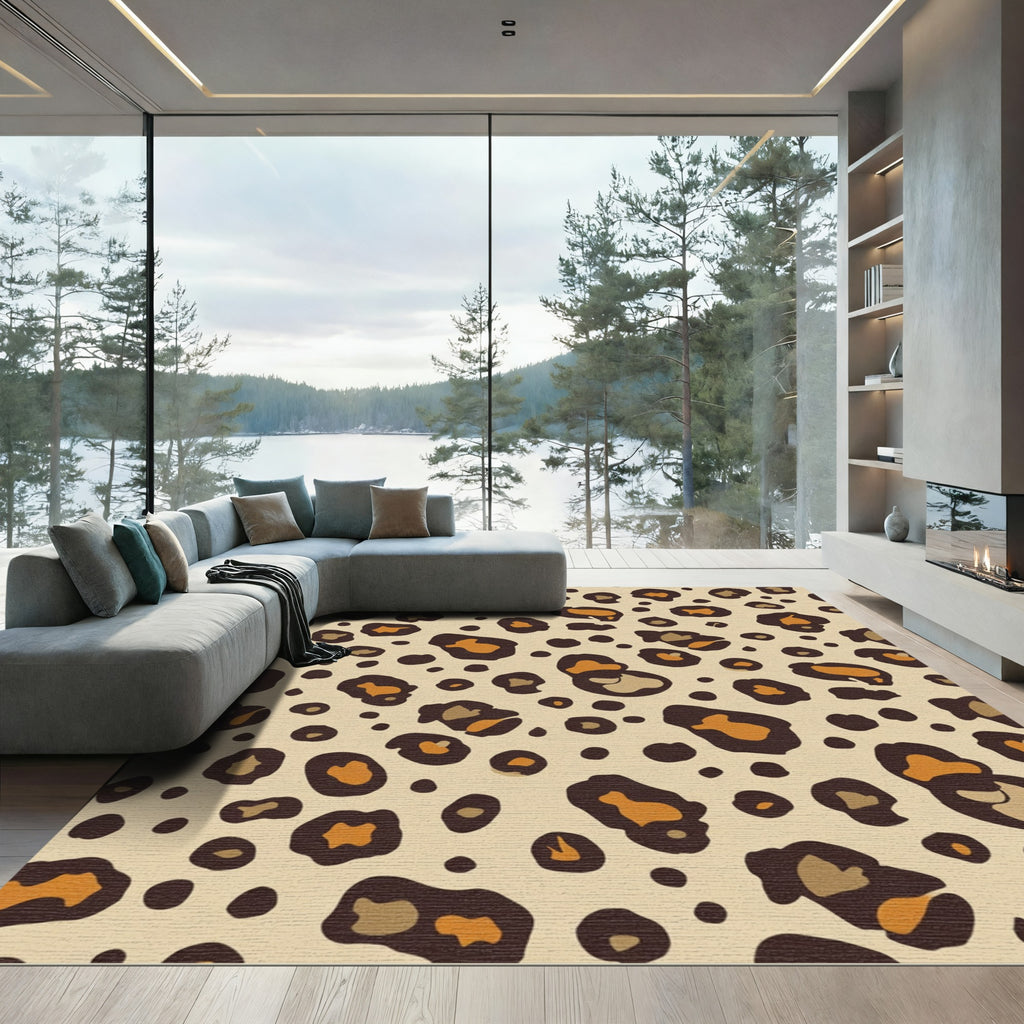 Sandy Leopard Spots Classic Print Rug