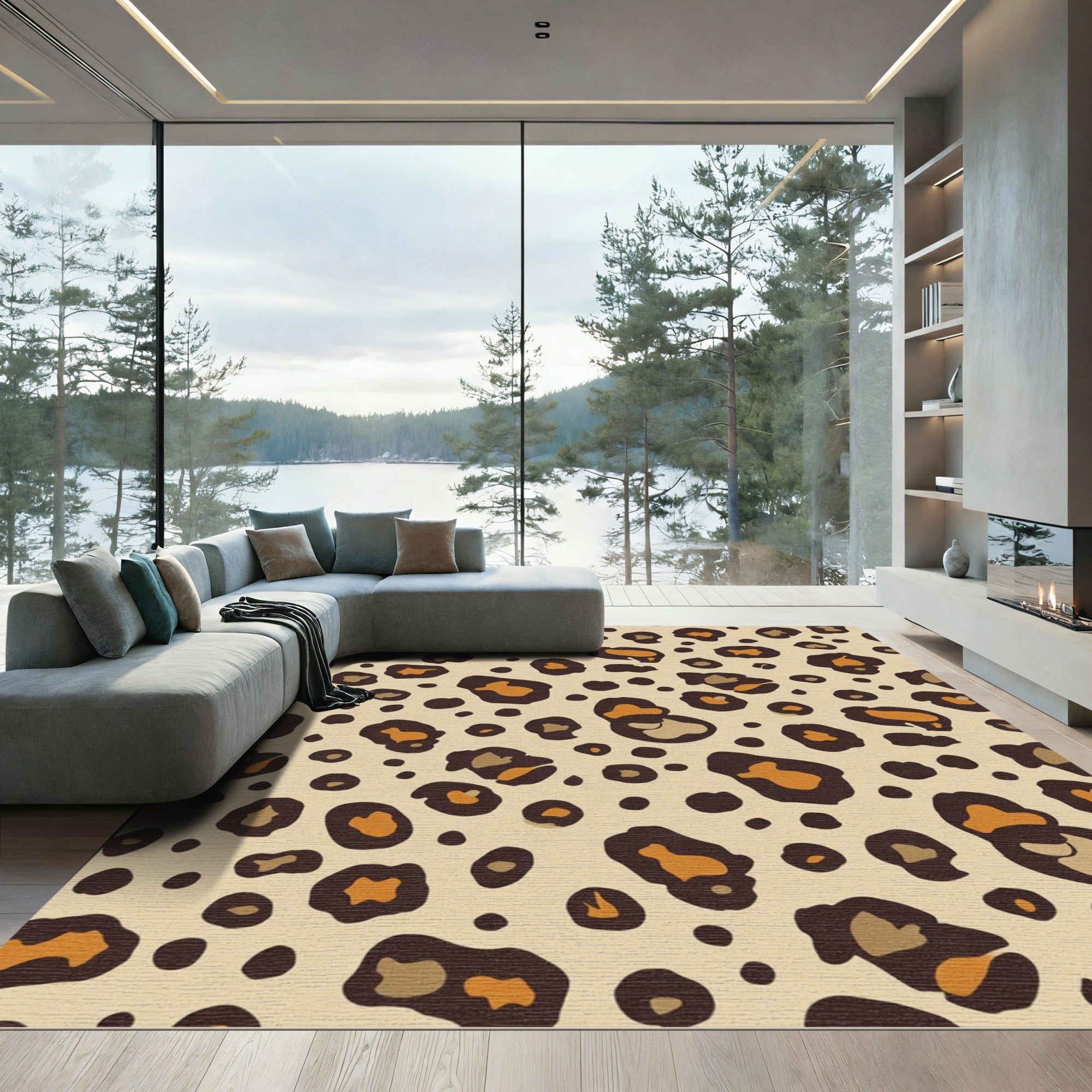 Sandy Leopard Spots Classic Print Rug