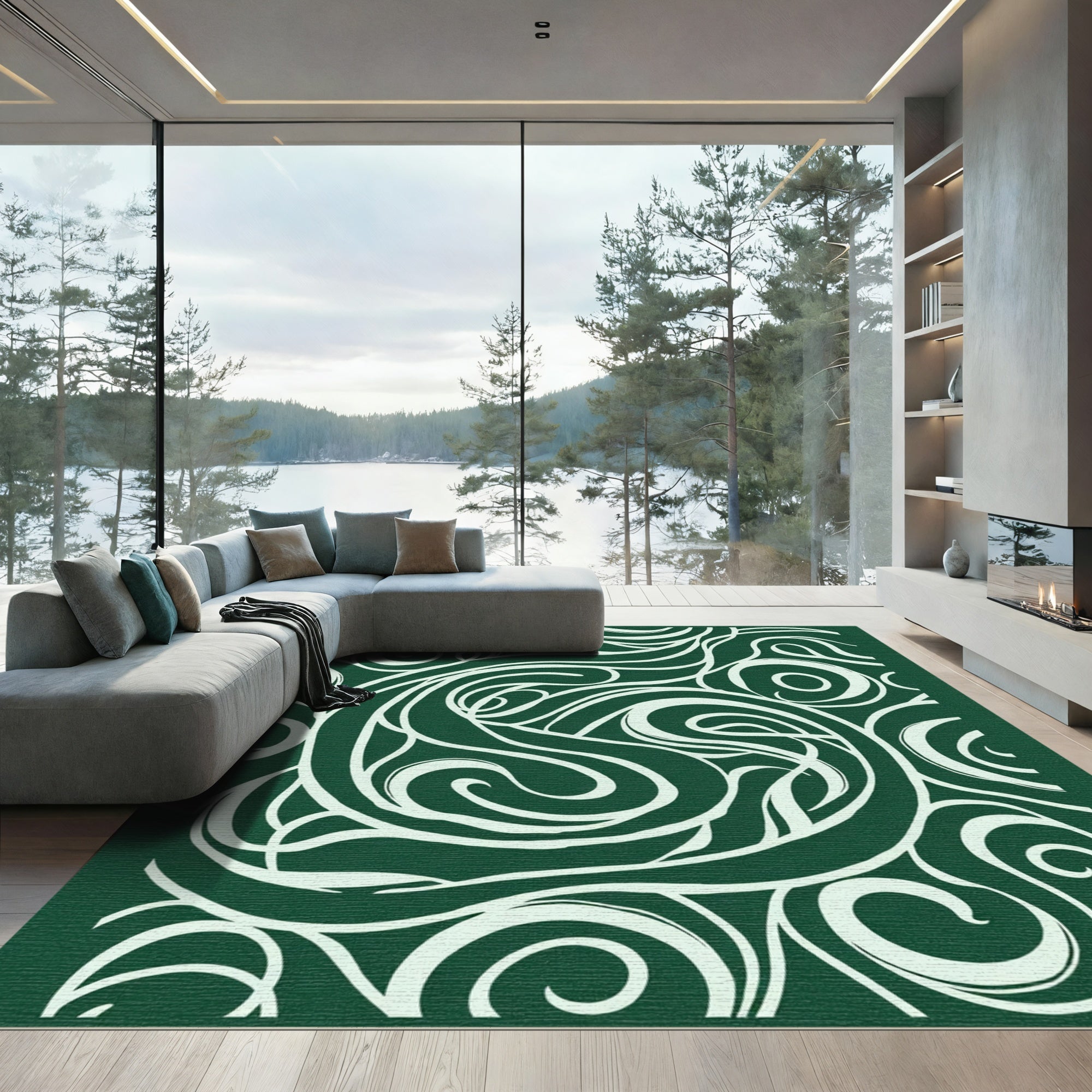 Emerald Swirl Organic Flow Rug