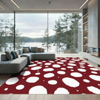 Crimson White Polka Dots Scatter Rug