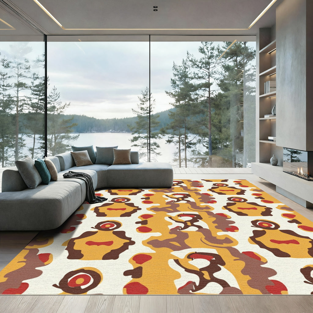 Yellow Ochre Abstract Figures Rug