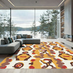 Yellow Ochre Abstract Figures Rug