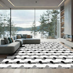 Abstract Black Gray Stripe Rug