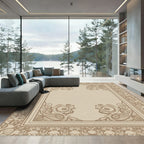 Vintage Neutral Floral Border Rug