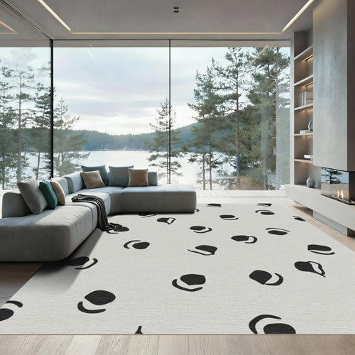 Abstract Black Dot Scatter Rug