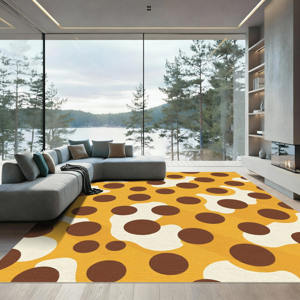 Orange Brown Polka Dot Blob Rug