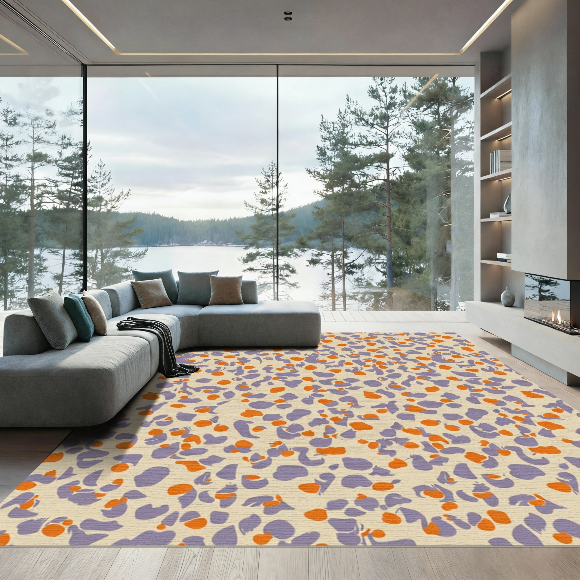 Spotted Lavender Orange Pebble Texture Rug