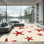 Vibrant Red Starfish Beach Pattern Rug