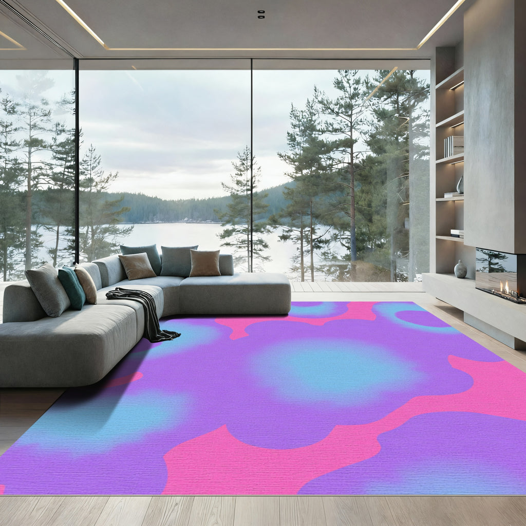 Abstract Swirls Pink Blue Purple Rug