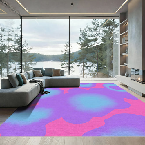 Abstract Swirls Pink Blue Purple Rug