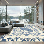 Blue Canine Floral Damask Rug