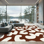 Brown White Organic Blob Rug