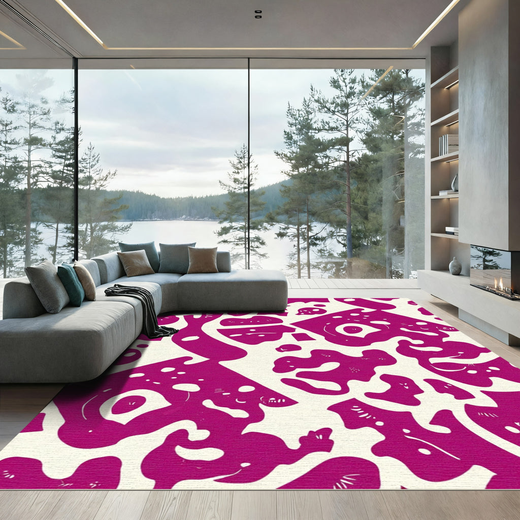 Fuchsia Abstract Organic Shapes Rug
