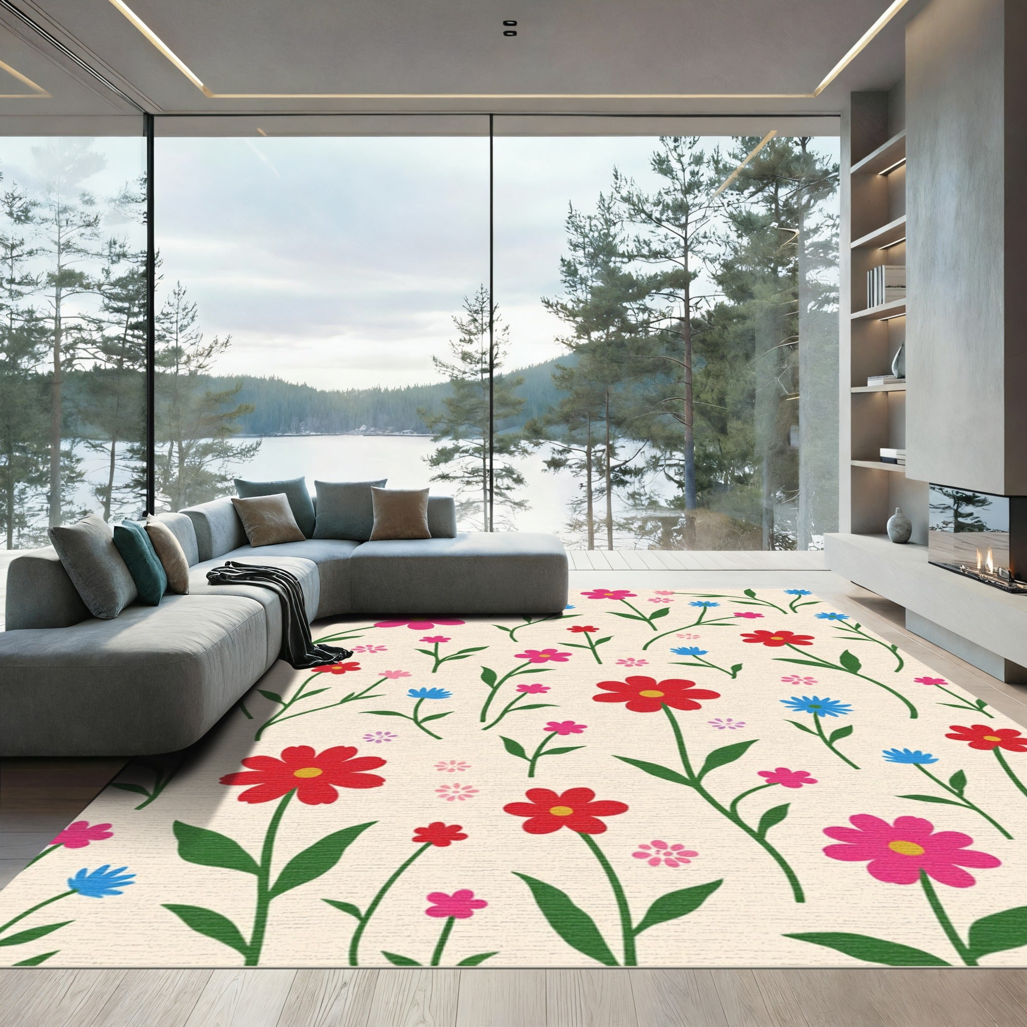 Vibrant Garden Floral Medley Rug