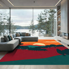 Crimson Sunset Grove Landscape Rug