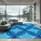 Oceanic Blue Diamond Lattice Rug