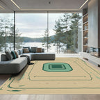 Earthy Teal Inset Square Frame Rug