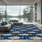 Schooling Fish Mid Ocean Waves Rug