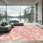 Pink Cream Botanical Vine Art Rug