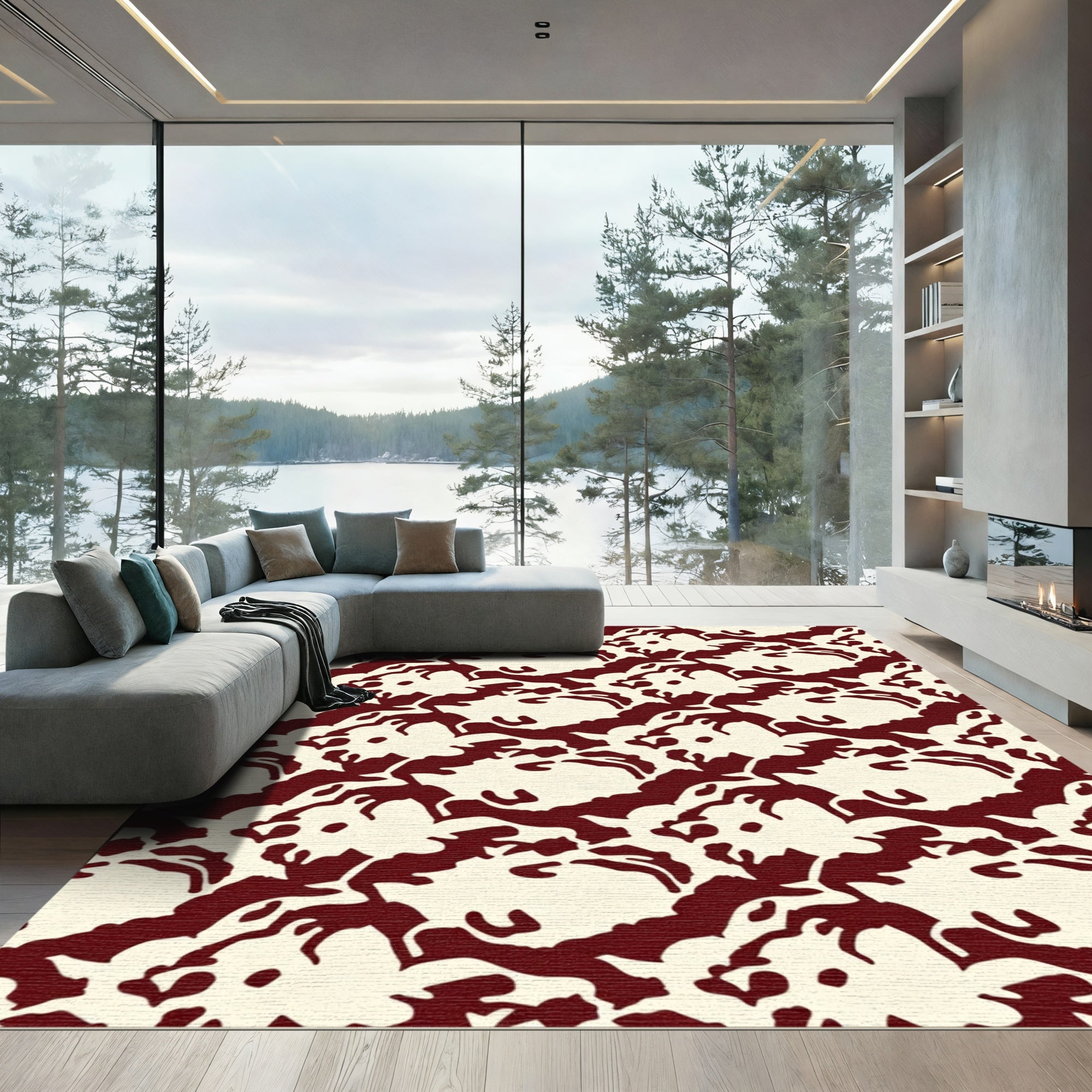 Deep Red Organic Flow Rug