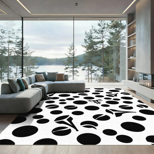 Black White Organic Spotty Shape Rug