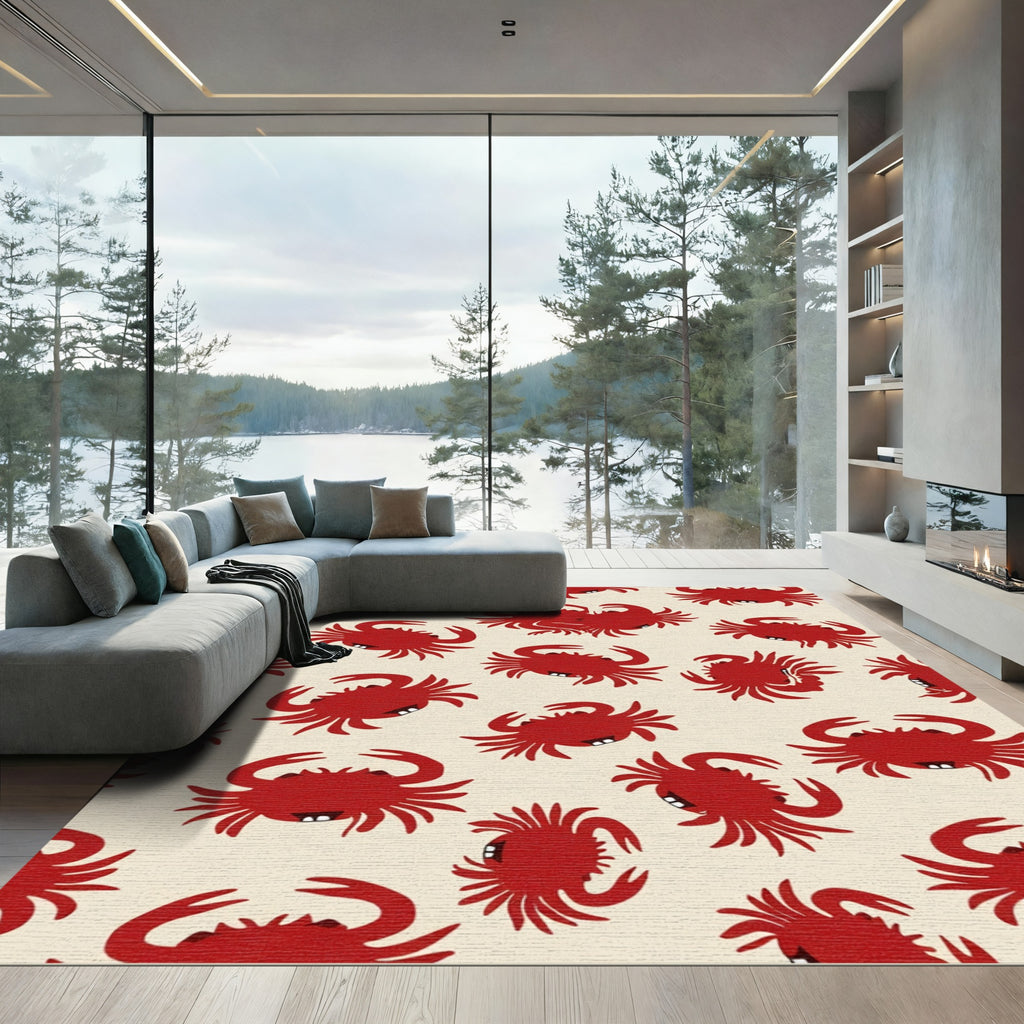 Red Crab All Over Composition Rug