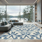 Geometric Blue Diamond Abstract Rug