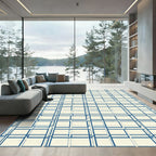 Navy Blue Geometric Interlocking Squares Rug