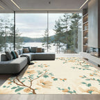 Cream Floral Branches With Teal Accents Rug