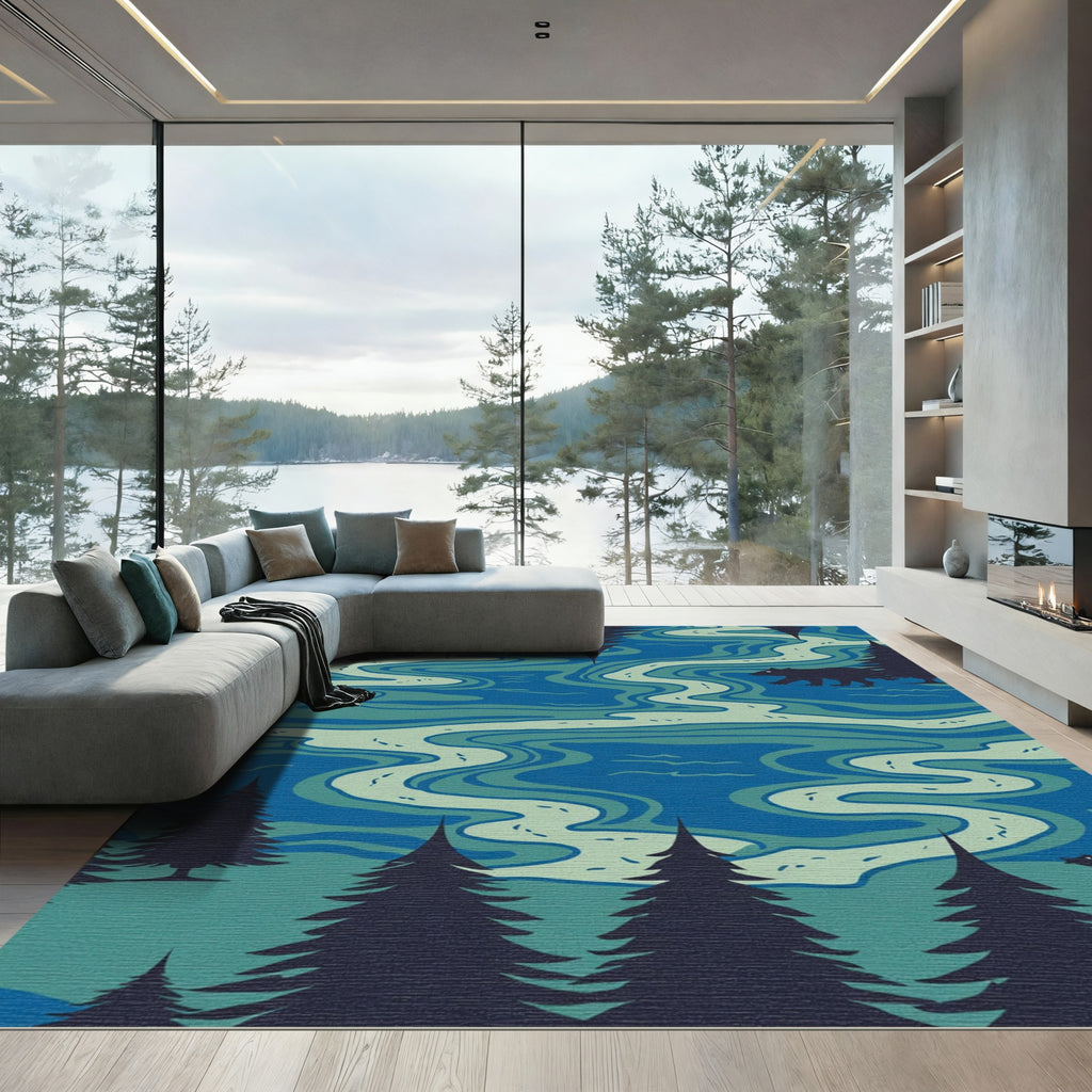 Blue River Forest Animals Rug