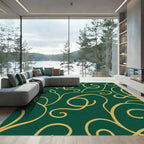 Emerald Gold Wavy Vine Rug