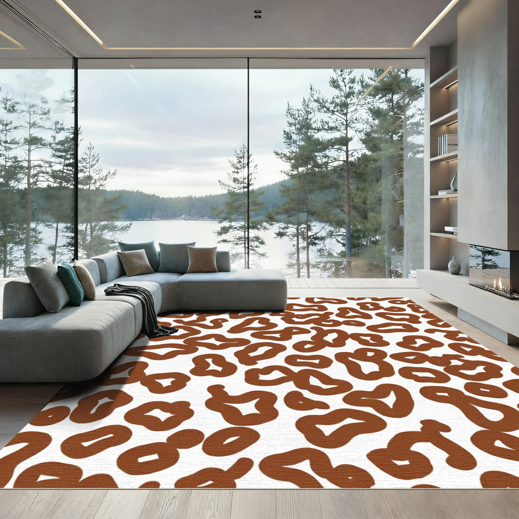 Brown Spotted Animal Print Rug