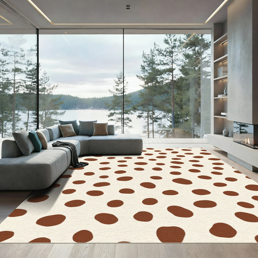 Cream Brown Spot Scatter Rug
