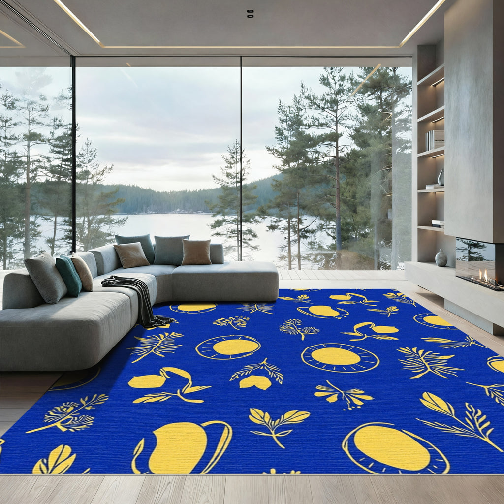 Gold Tropical Fruit Branches Rug