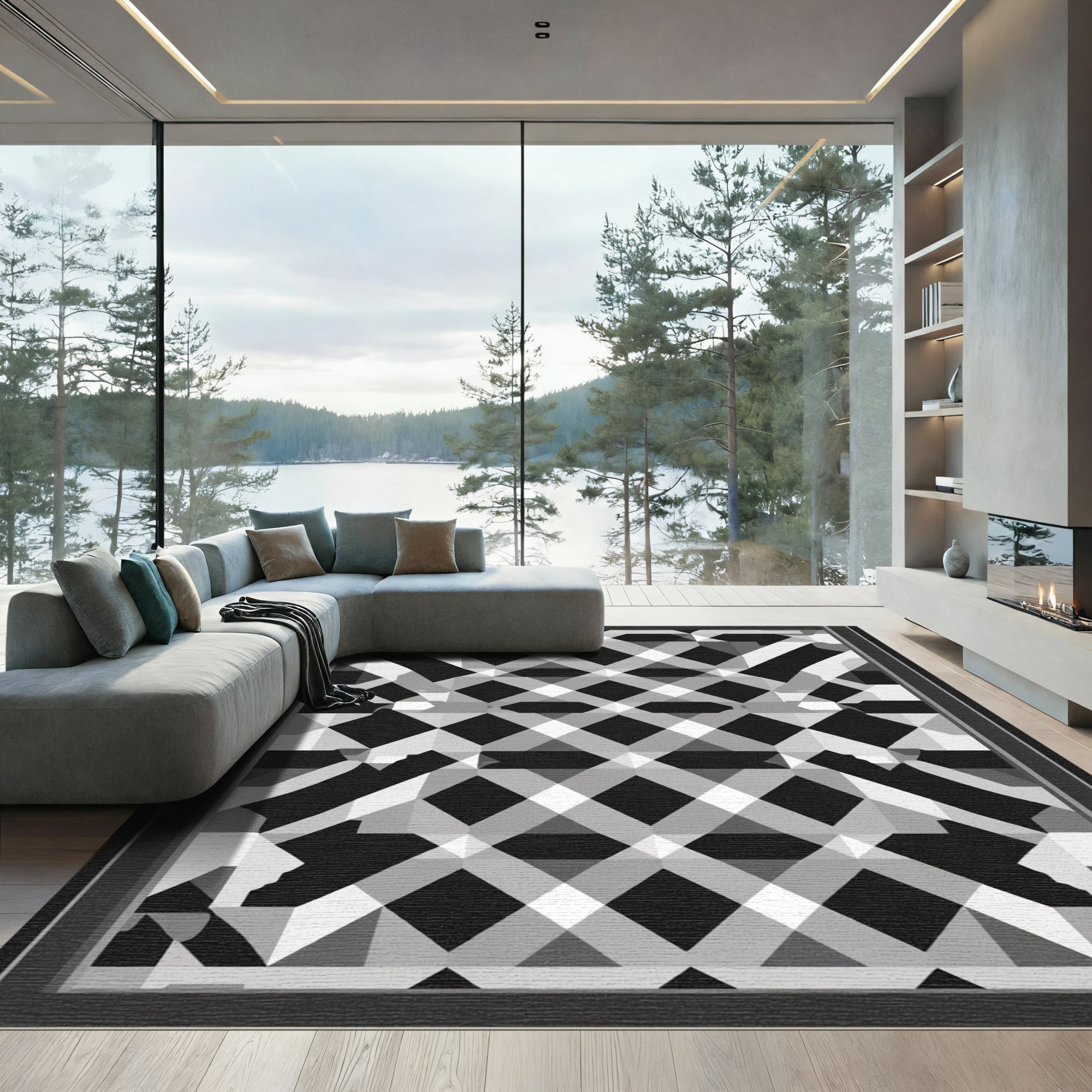 Monochromatic Black White Diamond Lattice Rug