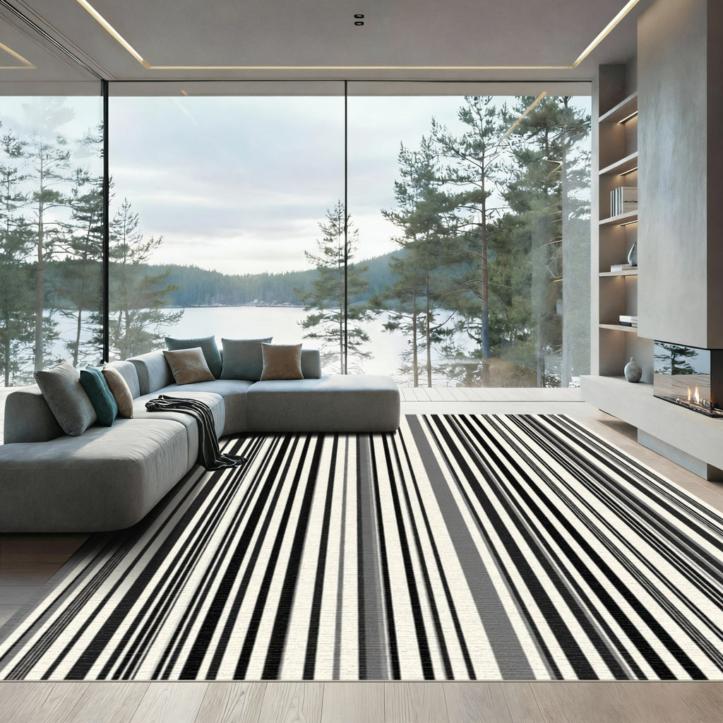 Monochrome Vertical Stripe Rug