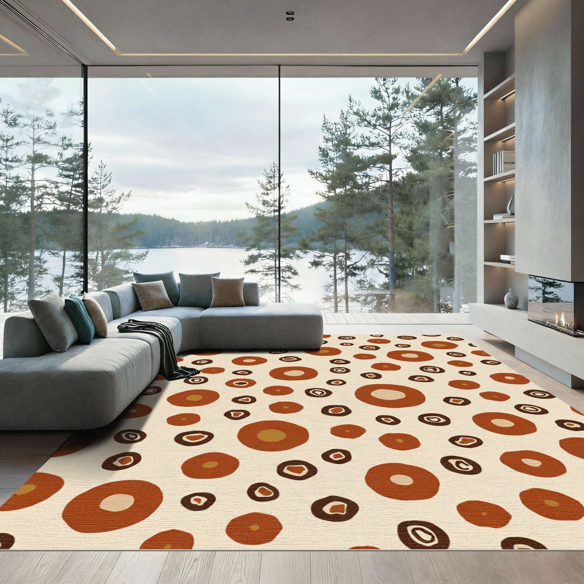Earthy Circles Composition Rug