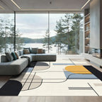 Modern Geometric Gold Blue Black Rug
